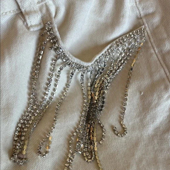 NanaMacs Get Your Groove On Rhinestone Embellished Bell Bottoms (Ivory) - Size L - Picture 6 of 9